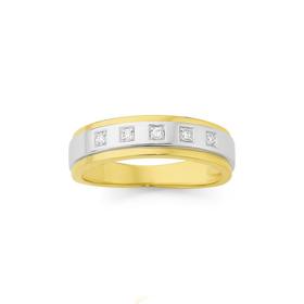 9ct-Gold-Two-Tone-Gents-Diamond-Ring on sale