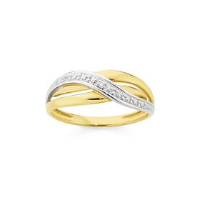 9ct+Gold+Diamond+Crossover+Ring