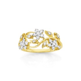 9ct+Gold+Diamond+Ring