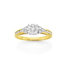 9ct+Gold+Diamond+Engagement+Ring