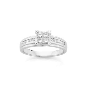 9ct+White+Gold+Princess+Cut+Engagement+Ring