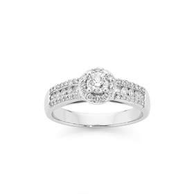 18ct+White+Gold+Round+Brilliant+Engagement+Ring