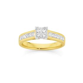 9ct-Gold-Diamond-Invisible-Set-Princess-Cut-Ring on sale