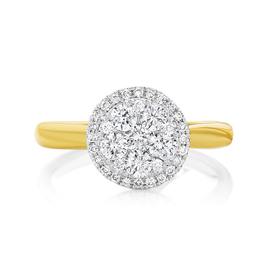 9ct+Gold+Diamond+Cluster+Ring