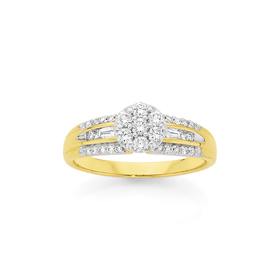 9ct-Gold-Diamond-Cluster-Engagement-Ring on sale