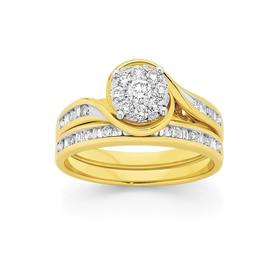 9ct+Gold+Diamond+Round+Brilliant+Bridal+Set