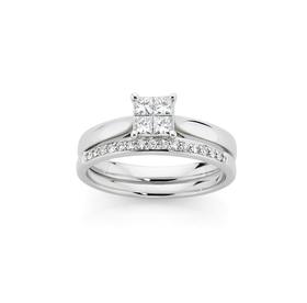 9ct-White-Gold-Diamond-Bridal-Ring-Set on sale