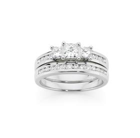 18ct-White-Gold-Diamond-Bridal-Ring-Set on sale