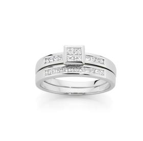 9ct-White-Gold-Diamond-Bridal-Ring-Set on sale