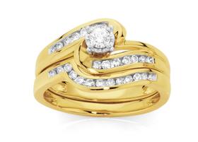 9ct-Gold-Two-Tone-Diamond-Bridal-Ring-Set on sale