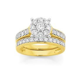 18ct+Gold+Diamond+Bridal+Ring+Set