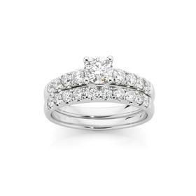 18ct-White-Gold-Diamond-Bridal-Ring-Set on sale