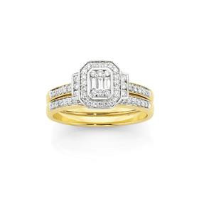 9ct-Two-Tone-Diamond-Bridal-Ring-Set on sale