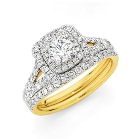 18ct+Gold+Diamond+Bridal+Ring+Set