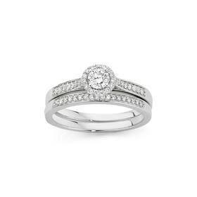9ct-White-Gold-Diamond-Bridal-Ring-Set on sale