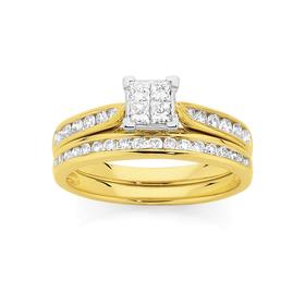9ct-Two-Tone-Diamond-Bridal-Ring-Set on sale