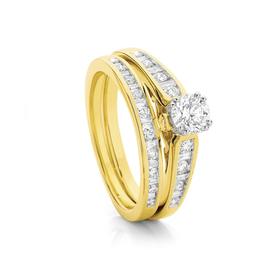 18ct+Gold+Round+Brilliant+Diamond+Bridal+Set