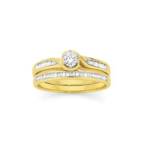 9ct+Two+Tone+Diamond+Bridal+Ring+Set