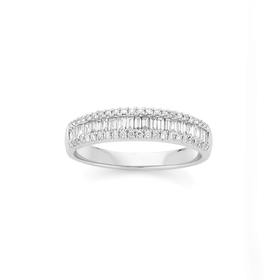 18ct-White-Gold-Diamond-Baguette-Round-Brilliant-Cut-Ring on sale
