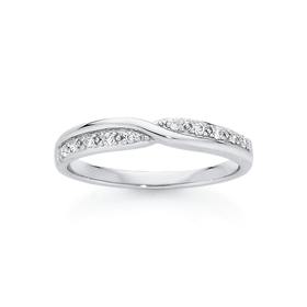 9ct-White-Gold-Twist-Over-Diamond-Band on sale