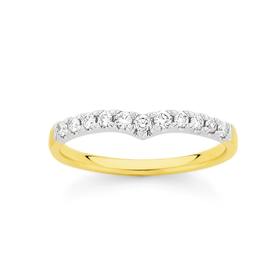 9ct+Gold+Diamond+Curved+Band