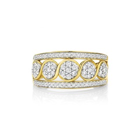 9ct+Gold+Diamond+Cluster+Ring