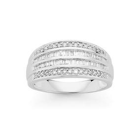 9ct-White-Gold-Diamond-Four-Row-Dress-Ring on sale
