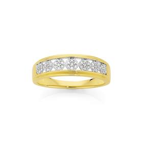 9ct-Gold-Diamond-Cluster-Band on sale