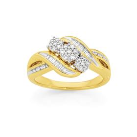 9ct+Gold+Diamond+Trilogy+Swirl+Ring