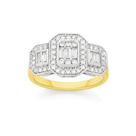 9ct+Gold+Diamond+Trilogy+Ring