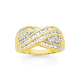 9ct+Gold+Diamond+Crossover+Ring