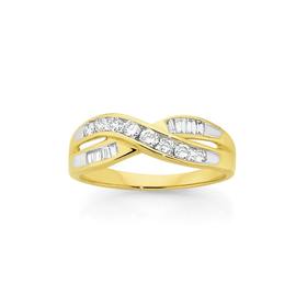 9ct+Gold+Diamond+Crossover+Ring