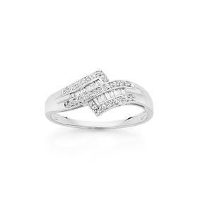 9ct+White+Gold+Diamond+Ring