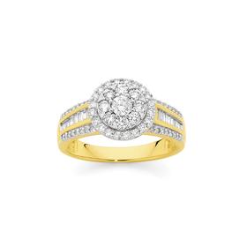 9ct-Gold-Diamond-Halo-Cluster-Ring on sale