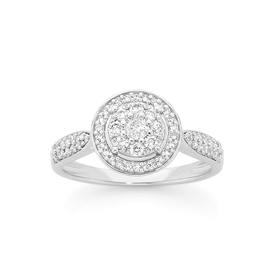 9ct-White-Gold-Diamond-Round-Brilliant-Cut-Cluster-Frame-Shoulder-Ring on sale