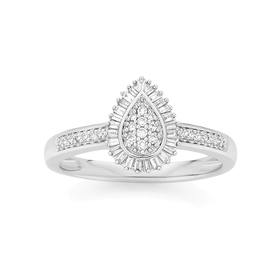 9ct-White-Gold-Diamond-Pear-Shape-Ring on sale