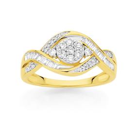 9ct-Gold-Diamond-Cluster-Crossover-Ring on sale