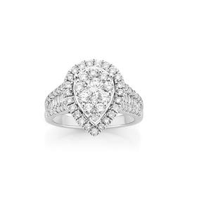 9ct-White-Gold-Diamond-Pear-Shape-Cluster-Ring on sale