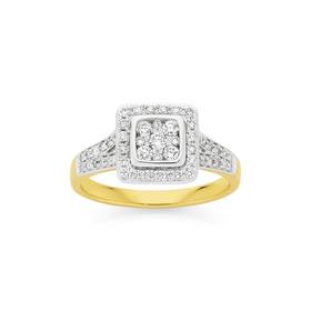 9ct+Two+Tone+Diamond+Engagement+Ring