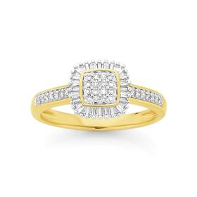 9ct+Gold+Diamond+Cluster+Ring