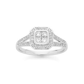 9ct-White-Gold-Diamond-Dress-Ring on sale