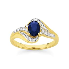 9ct-Gold-Sapphire-Diamond-Ring on sale