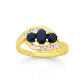 9ct-Gold-Sapphire-Diamond-Ring on sale