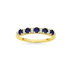 9ct-Gold-Black-Sapphire-Diamond-Anniversary-Band on sale