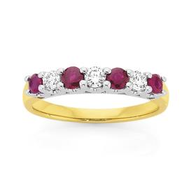 9ct+Gold+Ruby+%26amp%3B+Diamond+Ring