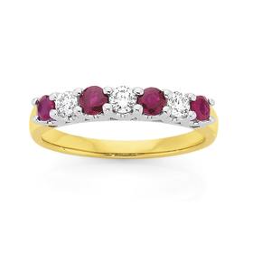 9ct-Gold-Ruby-Diamond-Ring on sale