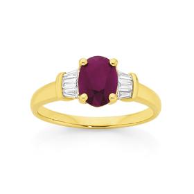 9ct+Gold+Natural+Ruby+%26amp%3B+Diamond+Oval+Dress+Ring