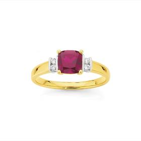 9ct-Created-Ruby-Diamond-Ring on sale