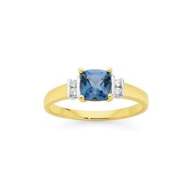 9ct+Gold+London+Blue+Topaz+%26amp%3B+Diamond+Ring