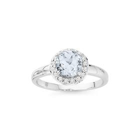 9ct-White-Gold-Aquamarine-Diamond-Ring on sale